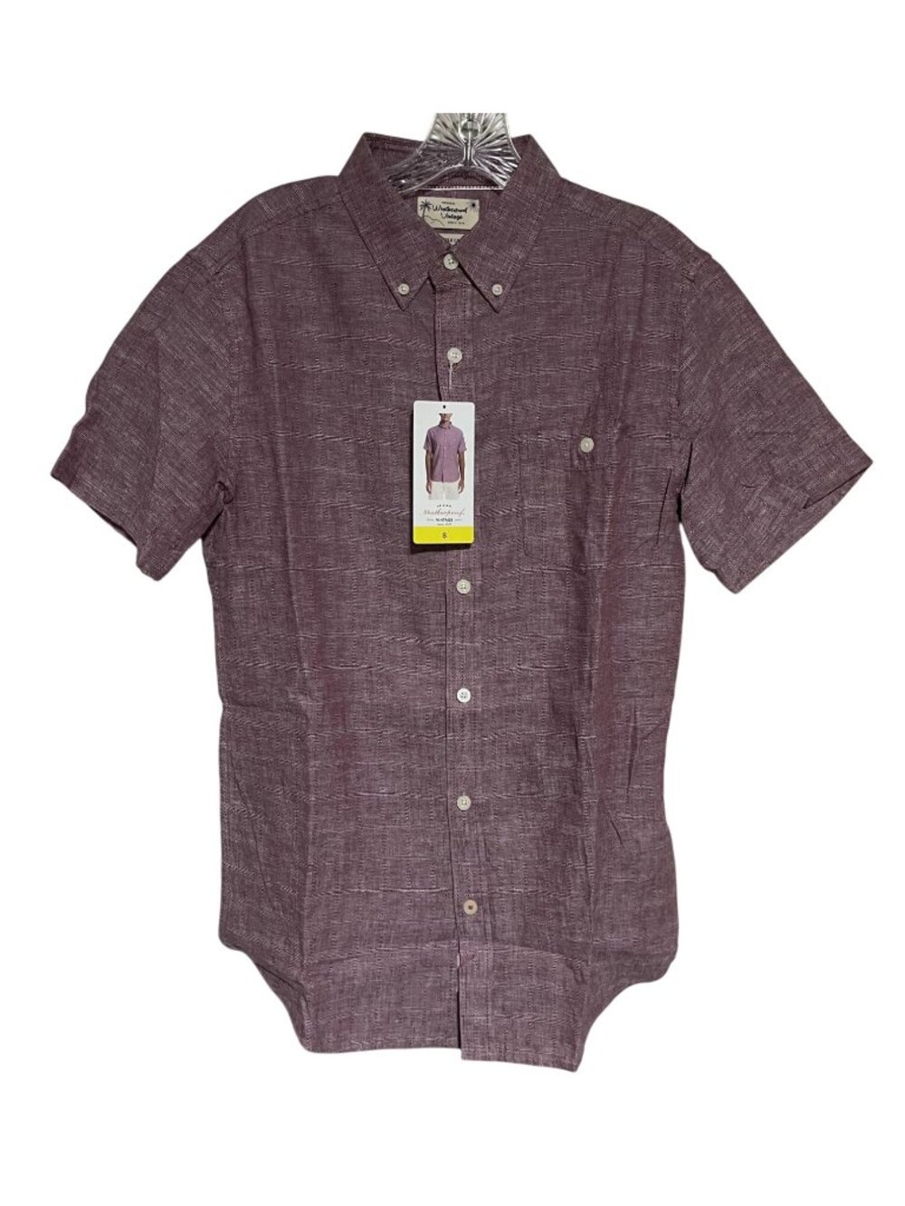 Weatherproof Vintage Mens Washable Linen Blend Shirt Size S Button Up Red